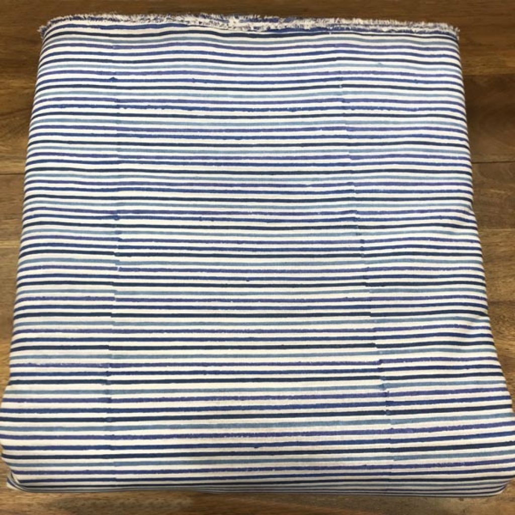 Blue Line Latest New Design Stripe Hand Block Prints Cotton Fabric Sewing Fabric for Dress Making
