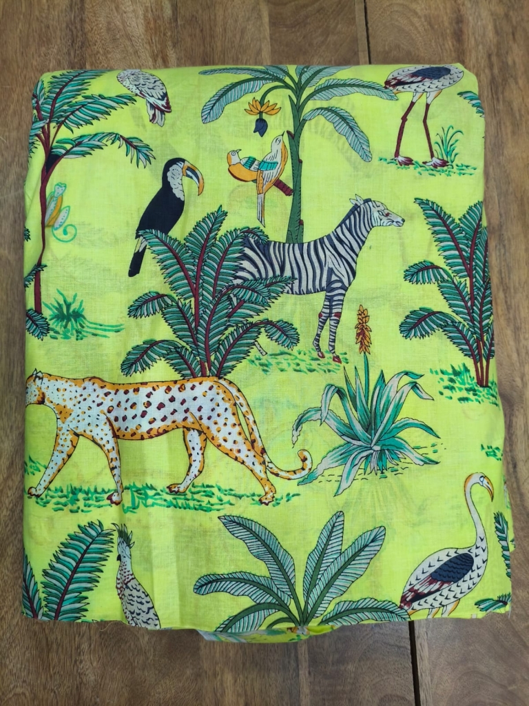 Animal prints Screen Printed Cotton Fabric