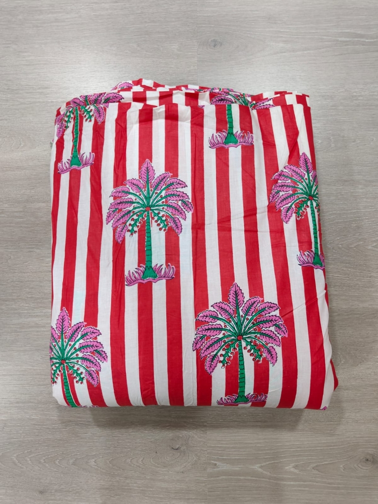 Screen Printed Cotton Fabric Tree Motif